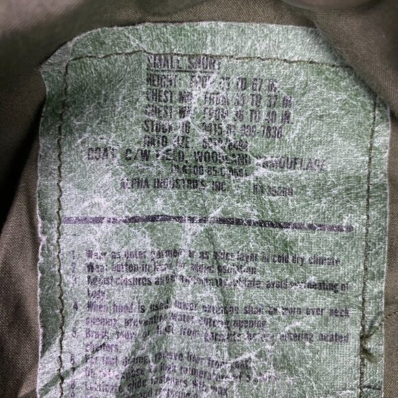 Vintage Alpha Industries US Army M65 Jacket Coat Men's Small Short Woodland Camo - Picture 10 of 16
